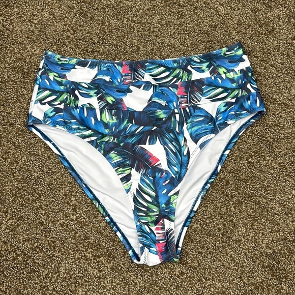 Women's High Waisted Floral Tropical Print BikinI Bottoms Size Large NWT - Picture 1 of 4